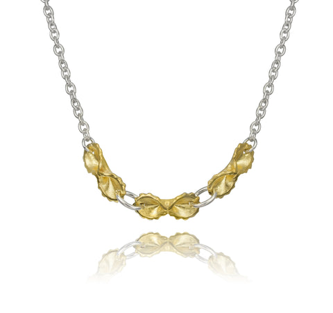 18k Gold Plated 3 - Farfallini Necklace with Sterling Silver Chain