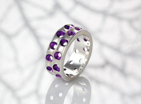Sterling Silver Coral Wave Ring/Purple